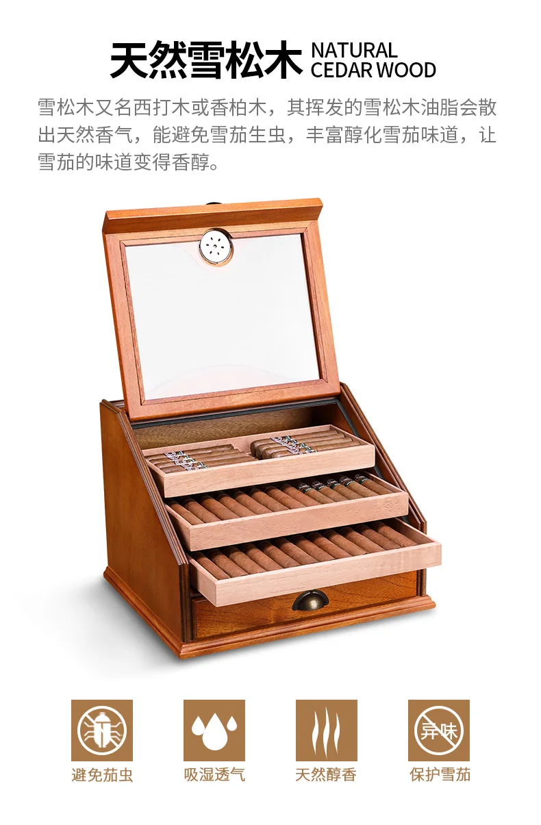 CIGARLOONG Cedar Wood увлажняющая коробка шкафчик фирмы "Humidor" Большая емкость подходит 100 четырехслойная сигара Humidor деревянная коробка CLA-A0012