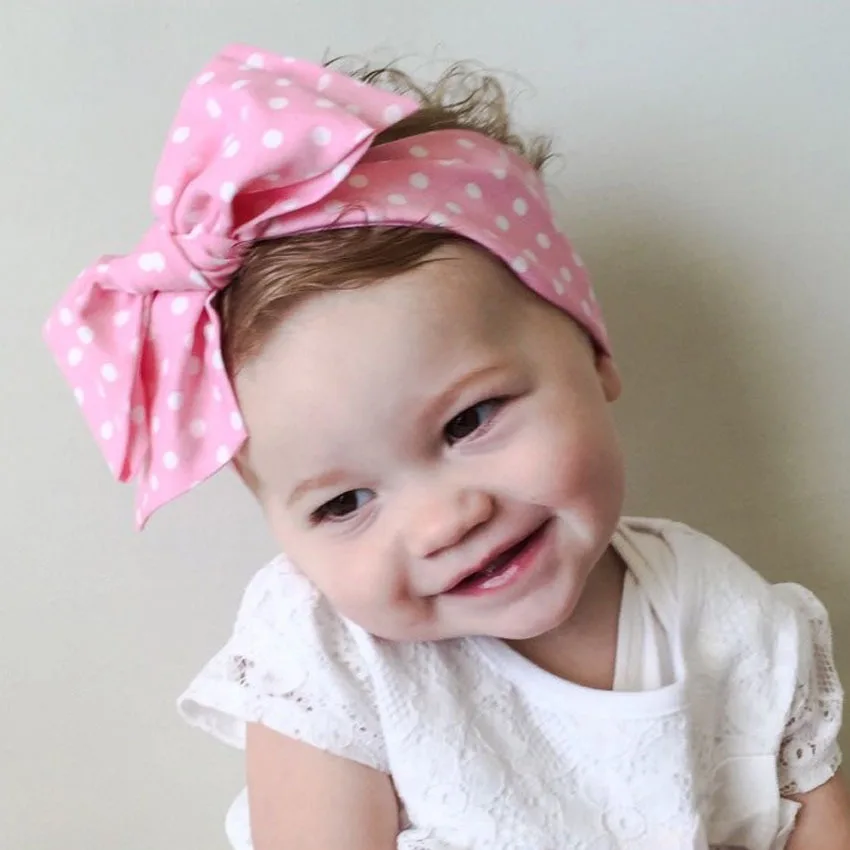 Newborn Kids Baby Girls Headband Polka Dot Elastic Hair Band Hair Accessories 