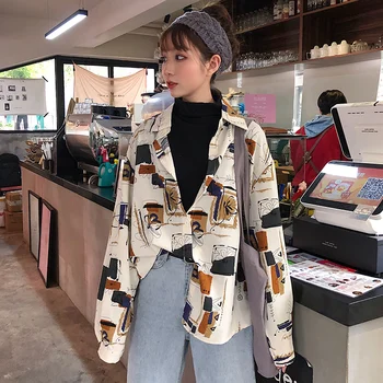 

Retro Hong Kong Flavor Shirt Women's 2020 Spring New Style Loose Tops Sense of Design Non-mainstream Shirt Women's 7050