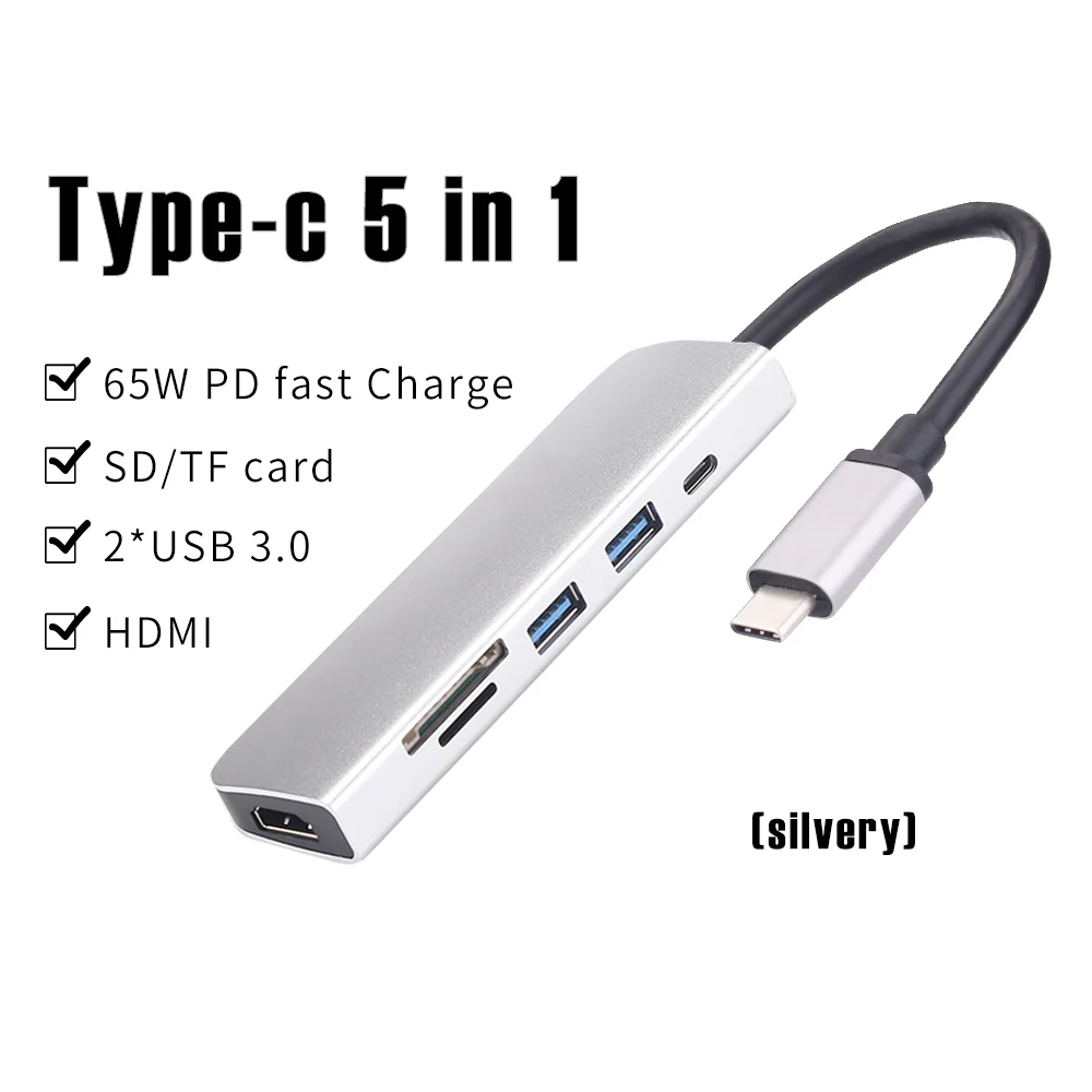 Док-станция USB C к HDMI USB 3,0 концентратор SD TF PD док-станция для MacBook Pro Dell hp lenovo type C док-станция для ноутбука - Цвет: Silver