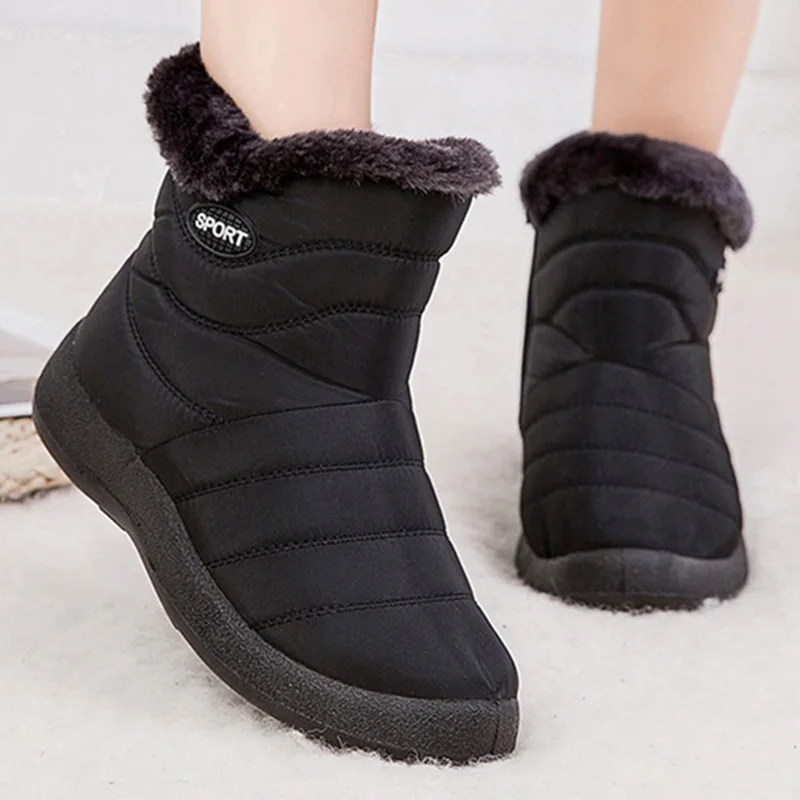 Womens Boots Waterproof Winter Mujer Snow Down Ankle Plush for Fur Non-Slip Warm