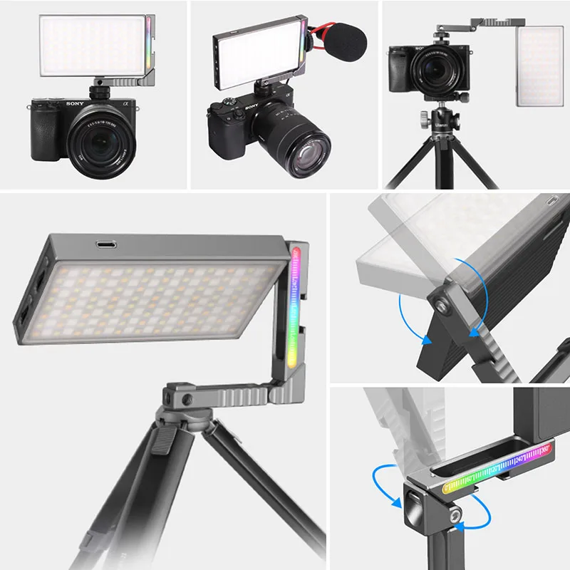 Ulanzi VIJIM R70 Metal RGB LED Video Light With Adjustable Bracket Mount DSLR SLR Camera Light 2700-8500K 5000mAh PD Fast Charge