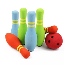 Детские игрушки, набор для боулинга, игра игрушечный комплект для маленьких мальчиков и девочек, развивающие игрушки для детей 4 лет, набор мягких пластиковых игрушек NBR