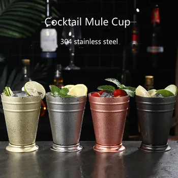 

400ml Mint Julip Wine Glass Stainless Steel Cocktail Vodka Cup Metal Mojito Mule Mug Bar Dessert Shop Drinkware Step Design