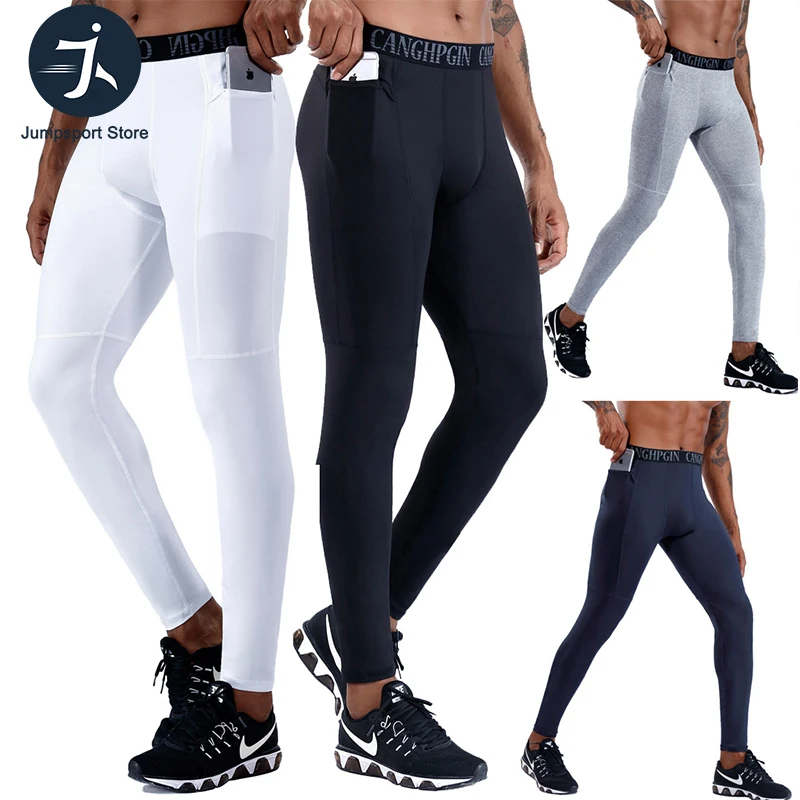

2020 New Sportswear For Men Running Training Sports Soccer Trousers Fitness Gym Tight Leggings Male Pocket Elastic Pants 3XL