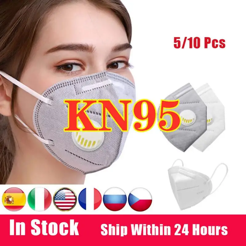 

10PCS KN95 Mask 95% Filtration Breathable Mask Anti Dust-Valved Face Respirator Reusable For Using Protection