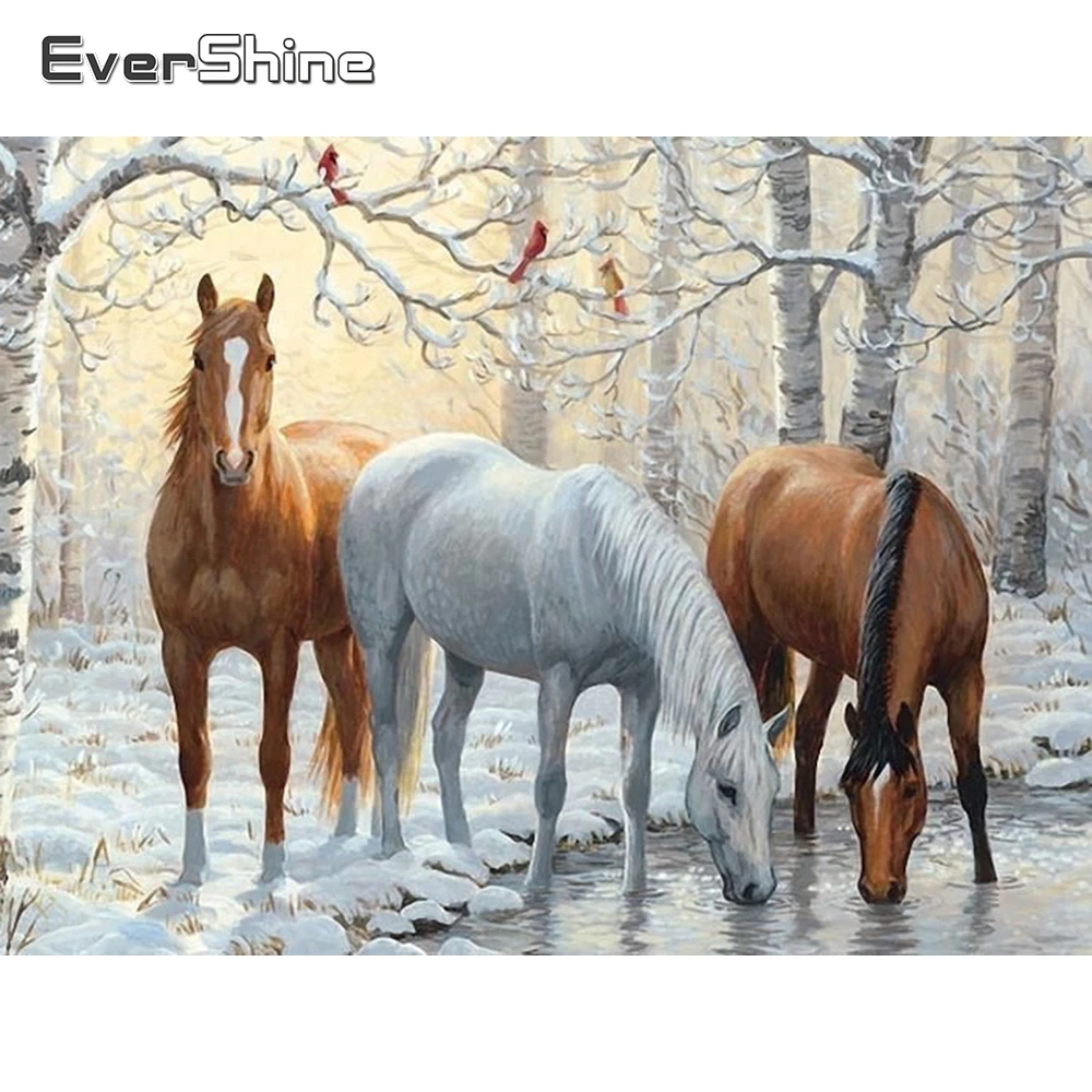 EverShine DIY лошадь Алмазная Картина Набор для вышивки крестом алмазные мозаичные животные картина Стразы Алмазная мозаика домашний декор