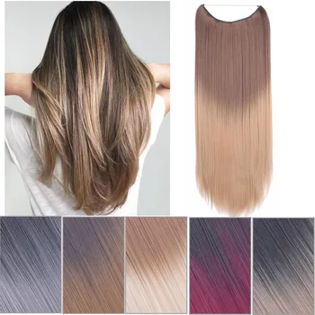 

Women's Flip In Synthetic Hair Extension No Clips No Glue Long Straight Invisible Hola Hair Extension String Hairpiece