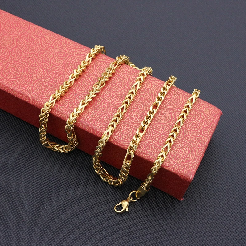 

New Fashion Women 4MM 60CM Stainless Steel Womens Necklaces Gold Filled Chains Men Jewelry