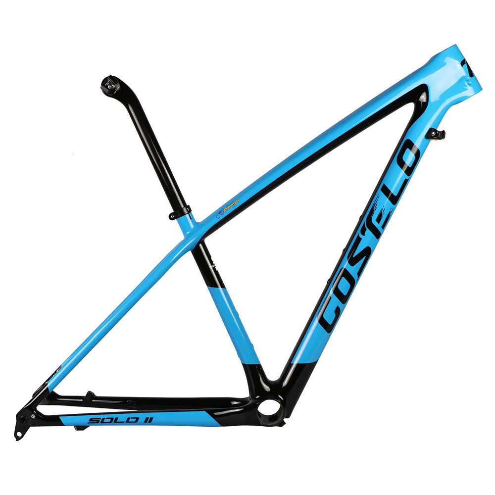T1000 углеродное волокно Costelo SOLO II горный MTB 29er карбоновая рама для велосипеда Рама Подседельный штырь зажим только 820-920 г Супер светильник - Цвет: black blue