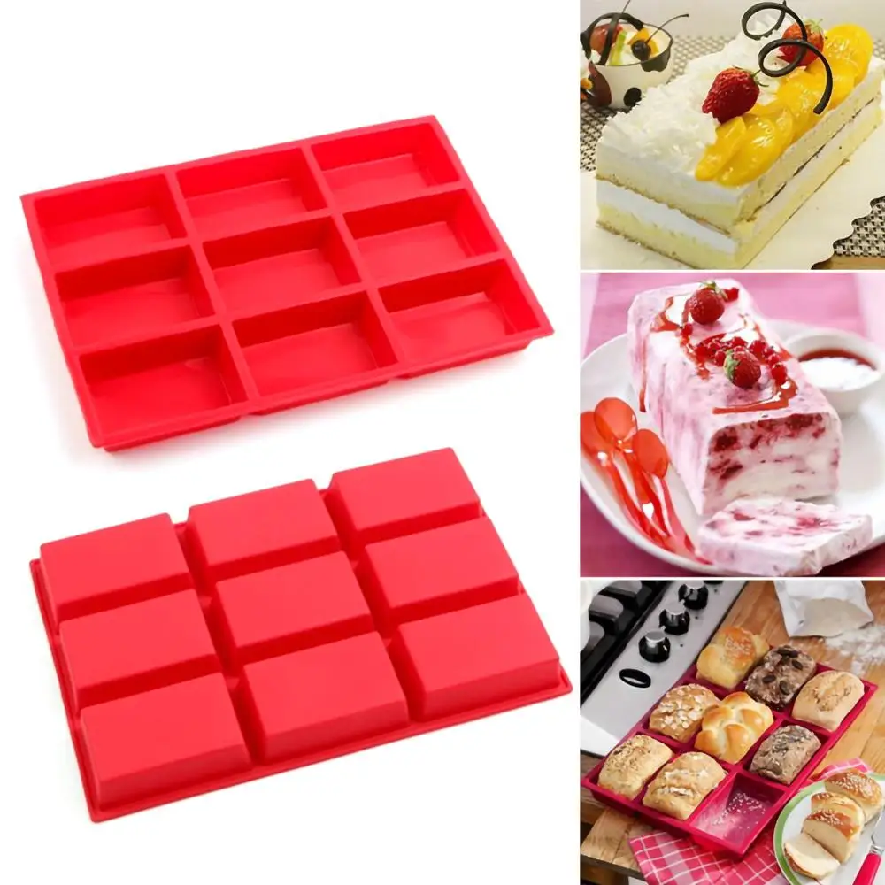 Silicone 9 Holes Bread Baking Pan Mould Tray Chocolate Cake Mould Dough Pastry Shaper Bakery DIY Baking Gadgets