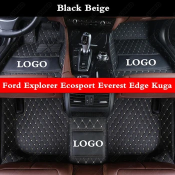 

Custom Car Floor Mats for Ford Explorer Ecosport Everest Edge Kuga Leather All Weather Auto Carpet Foot Pads Personalized Rugs