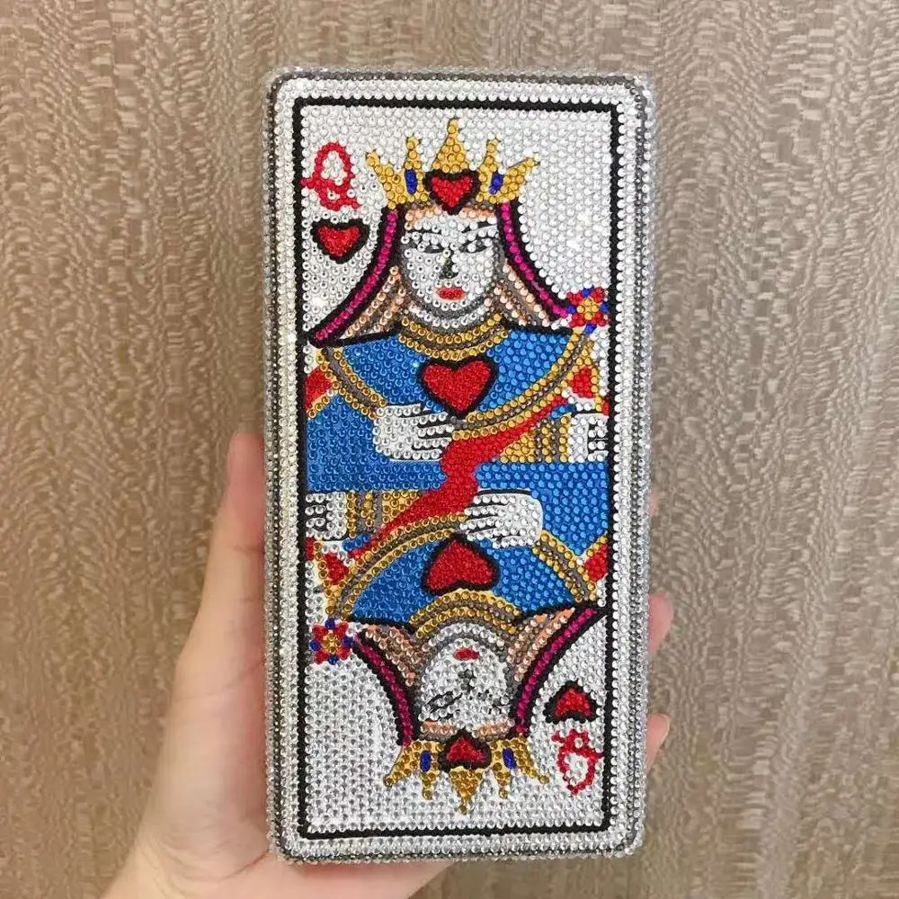 

Novelty Poker Queen Women Formal crystal diamond Evening Bags Rhinestones gift Box Clutch bag Party Cocktail Handbag and Purse