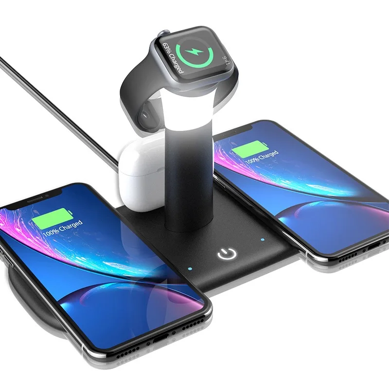 

5 In 1 Magnetic Induction Fast QI Wireless Charging LED Desk Sleep Lamp 5W/7.5W/10W/15W USB Charger For Smart Device