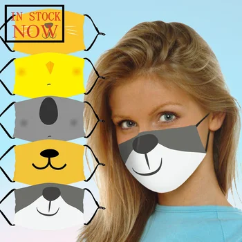 

Adult Cute Animal Washable Dust-proof Anti-spitting Protective Face Cover Masks Reusable Mouth Masks Windproof Mouth-muffle