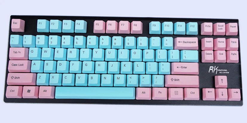 87-key NPKC OEM PBT Keycaps сине-розовый смешанный ANSI вариант раскладки 61 Ключ 87 ключей 108 клавиш для Cherry MX переключатели механической клавиатуры - Цвет: 87-key