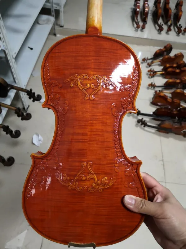 High quality handmade engraving violin 4/4 3/4 solid wood Red light Carved Handmade acoustic fiddle case bow rosin | Спорт и