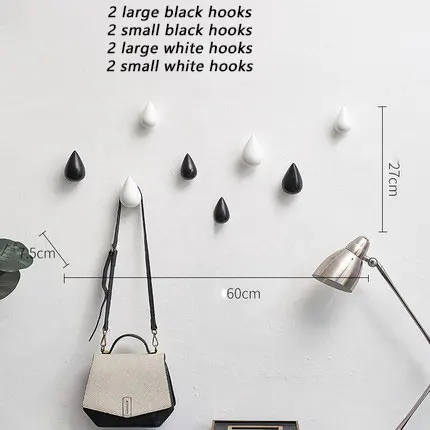 Ключница настенная Креативный узор дождя настенное крепление ключница для дома маленькие вещи крючок для склада сумка зонтик крючки для органайзера - Цвет: black and white