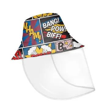 

Comic Explosion Boom Print Women Men Adults Bucket Cap Beach Outdoor Fisherman Hat Removable Anti Dust Shield Cover Easy Clean