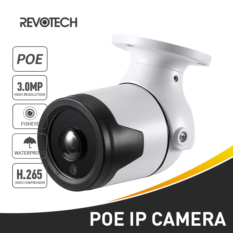 

POE H.265 Waterproof Fisheye 3MP Outdoor IP Camera 6 Array IR Bullet 1296P / 1080P Security Cam CCTV Video Surveillance System