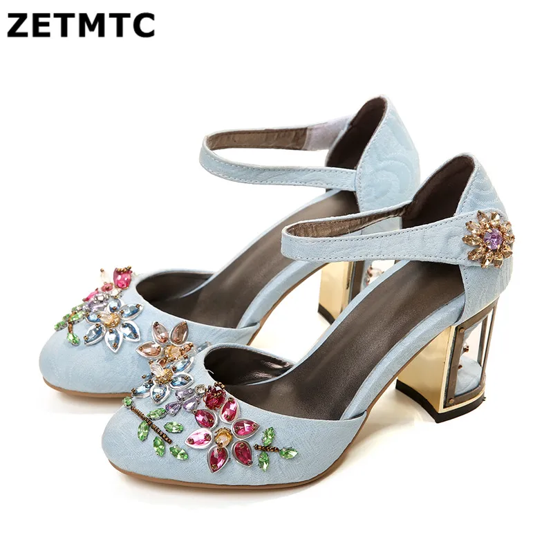 Весна 2020 Стразы Женские туфли-лодочки на высоком каблуке украшенные стразами