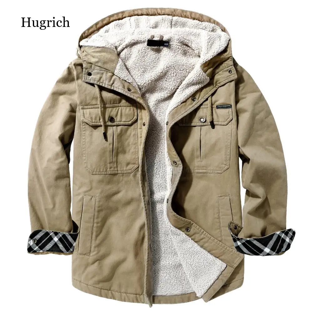 

New Thick Fur Collar Jackets Men Winter Autumn Men's Fleece Parkas Fashion Windproof Warm Coats Male Brand Plus Velvet Overcoats