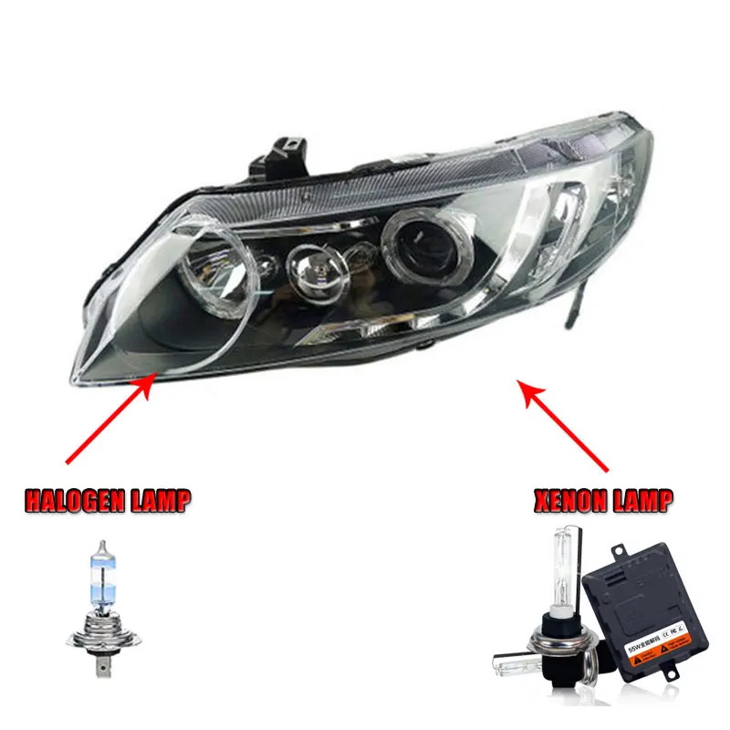 2 шт. автомобильный стиль светодиодный фары для Honda Civic 2007-2011 для Civic Головной фонарь светодиодный DRL Объектив двойной луч H7 HID Xenon bi xenon объектив - Цвет: halogen high beam