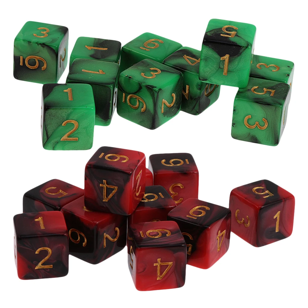 20 шт Акриловые шестисторонние D6 игральные кости для подземелий и драконов TRPG MTG настольные игры игрушки