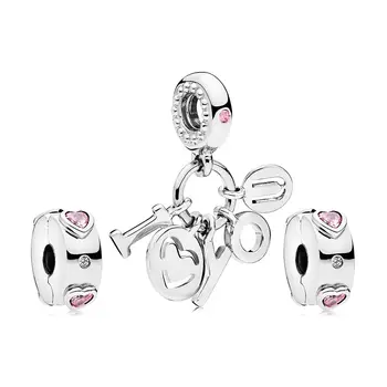 

NEW CPPO 100% 925 Sterling Silver I Love You Charm Pack Bead fit charm original Bracelets jewelry A Set