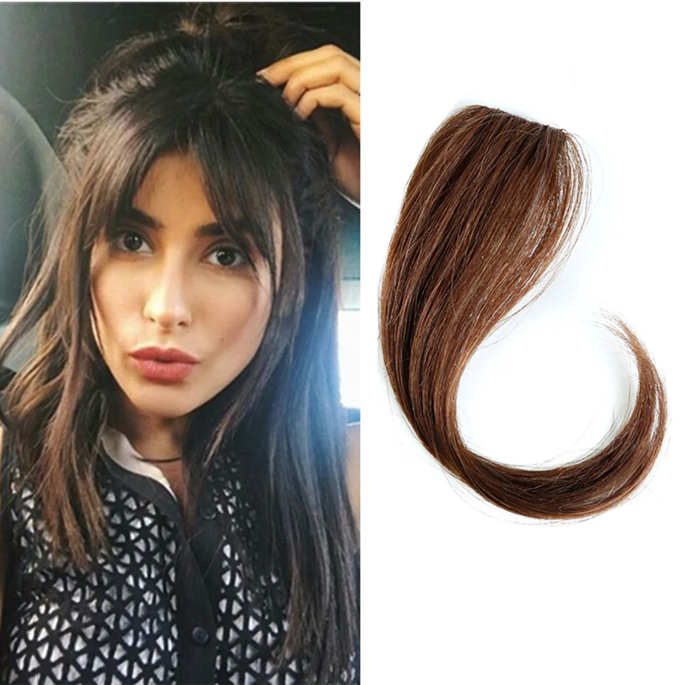 Clip In on Front Hair Bang Side Fringe Hair Extension Real Natural Remy Human Hair Bangs Hair Piece Clip In Bangs (4)