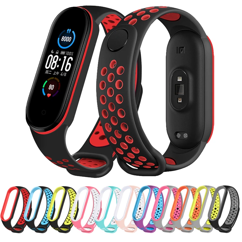 Silicone Strap For Xiaomi Mi Band 5 4 3 6 Porous Anti-sweat Two-color  Bracelet Sport Breathable Strap Replacement Wrist Strap - Smart Accessories  - AliExpress