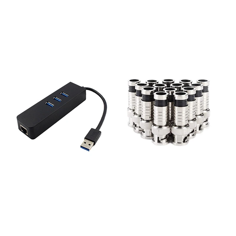 3 порта USB 0 концентратор гигабитный Ethernet Lan RJ45 и BNC компрессионный разъем RG59 щипцы