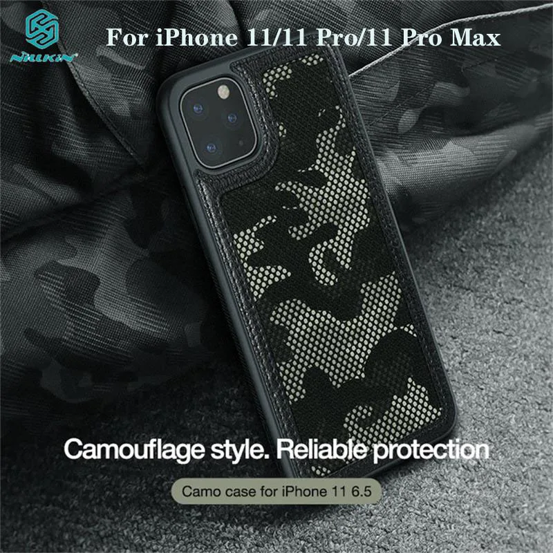 

For iPhone 11 Pro Max Case 5.8 6.1 6.5 NILLKIN Camo Case Camouflage Pattern Cloth Anti Water-Splashing Back Cover For iPhone11