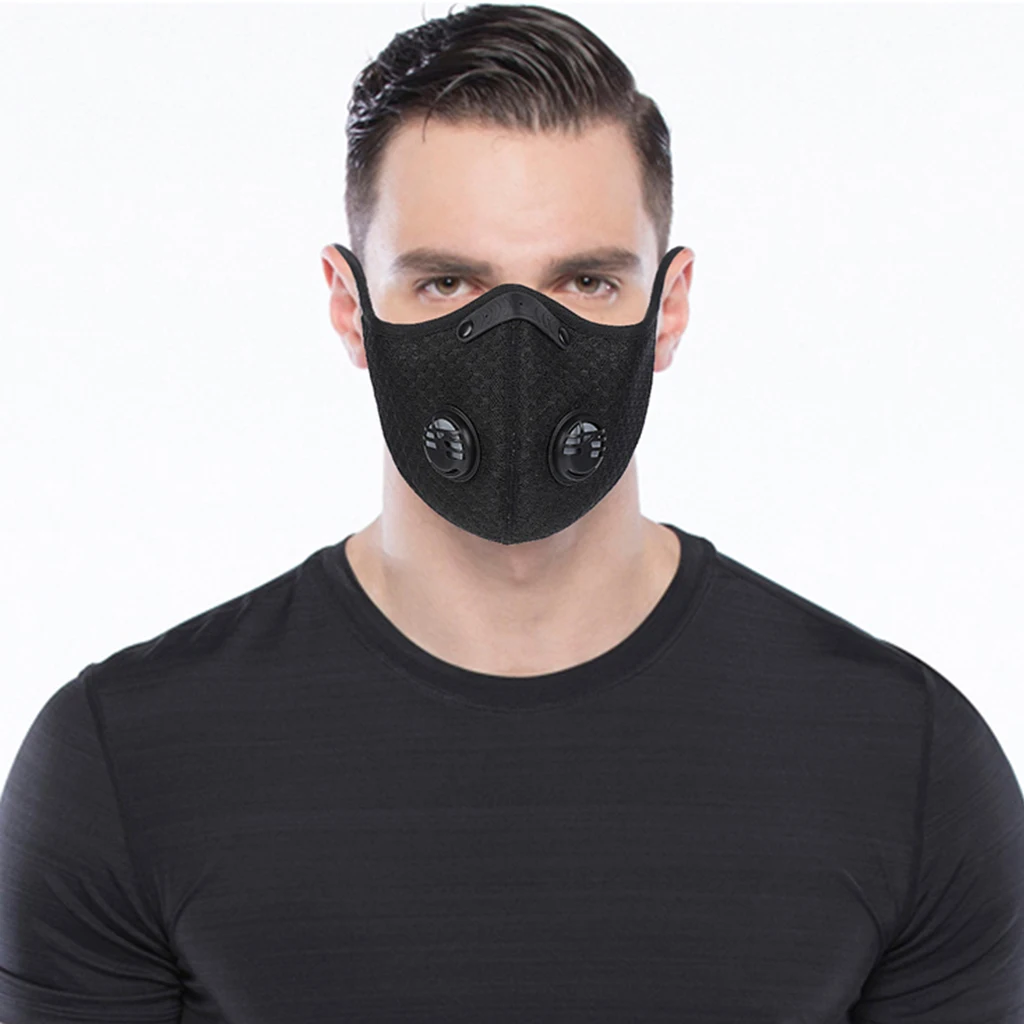 Cycling Face Mask Outdoor Sports Anti Dust Gas Activated Carbon Filter Half Face Mask Breatheable Durable Black Orange