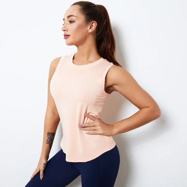 Slim Sleeveless Yoga shirt Quick dry O collar Gym clothing Summer 2021 Fitness vest Women Tanks