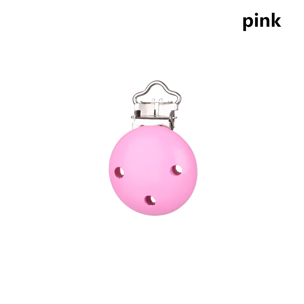 pink 1 шт. круглый зажим для пустышки детский деревянный Прорезыватель аксессуары милый Макарон цвет ниппель для клипа застежки игрушка DIY инструмент - Цвет: pink