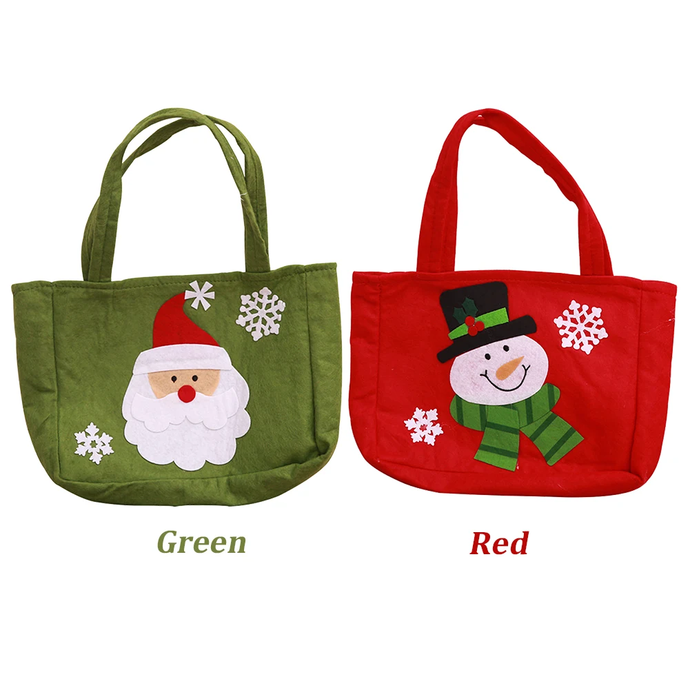 Gift Bag Hanging Candy Hand Held Decoration Photography Prop Christmas Cartoon Print Home Cloth Storage Cute Store Portable