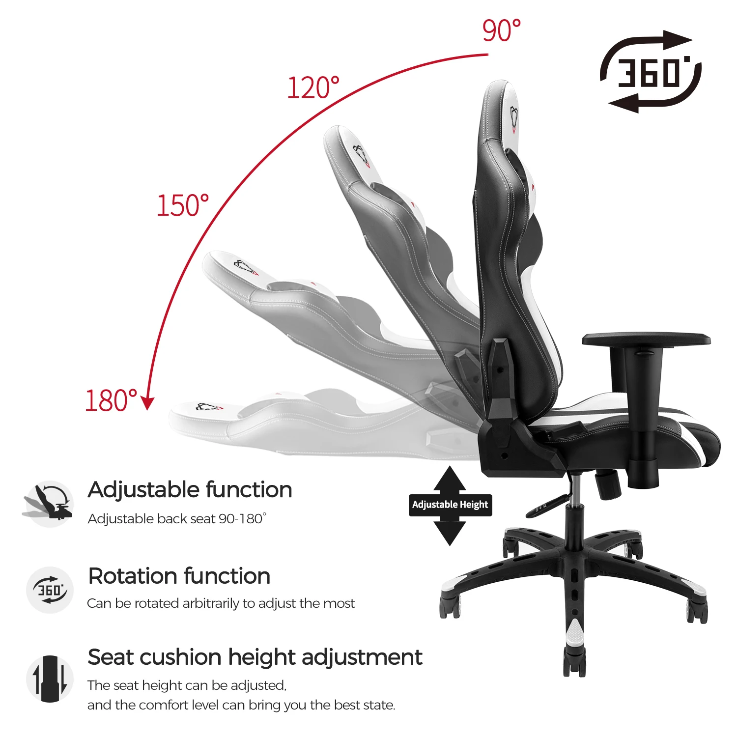 US $149.99 Furgle Body Huging Design Office Seat Gaming Chair White WCG Gaming Chair Engineering Nylon base Computer Chair with PU Leather