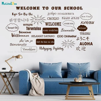 

Welcome Wall Decals Personalized World Words Languages of Many Countries School Office Reception Décor Removable YT5463
