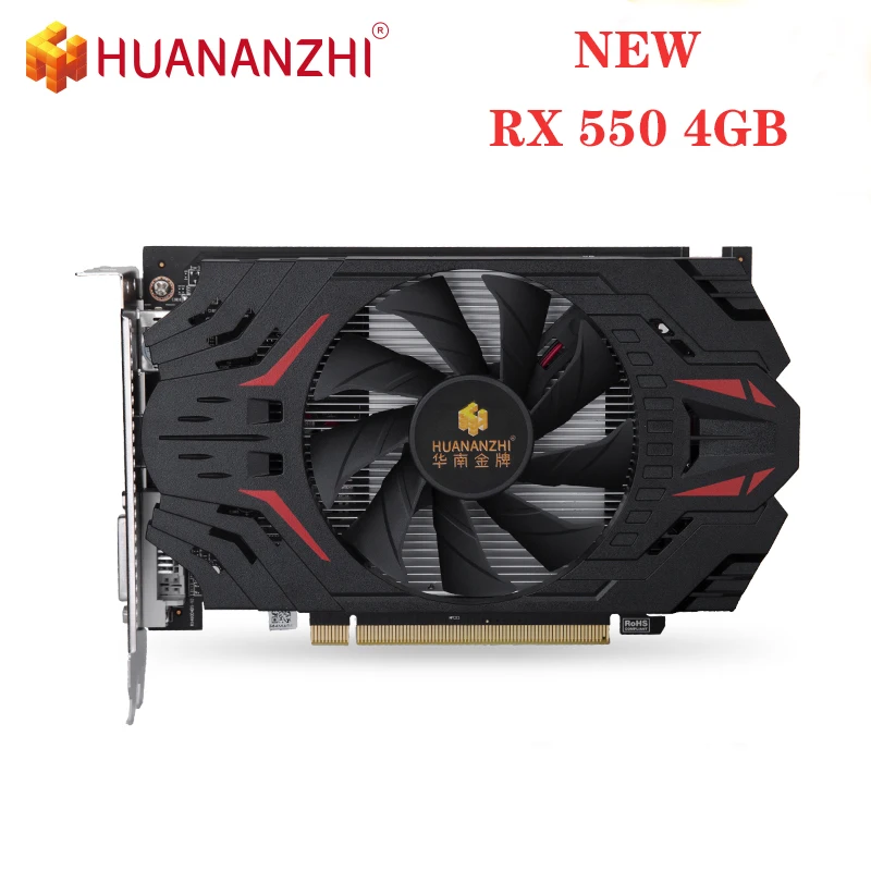 Новая графическая карта HUANANZHI RX 550 4G 128 бит GDDR5 6000 МГц 1183 RX550 HDMI DVI VGA 14Nm 512 единиц 50 Вт