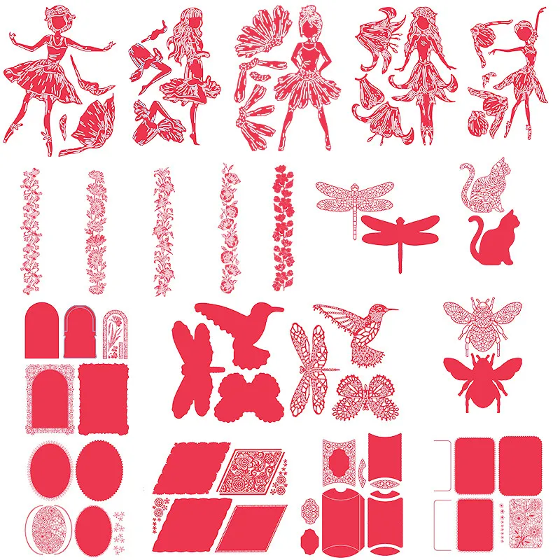 

Fairy Girl Bird Animal Leaves Rectangle Frame Metal Cutting Dies Stencils For DIY Scrapbooking Decoration Embossing Craft Die