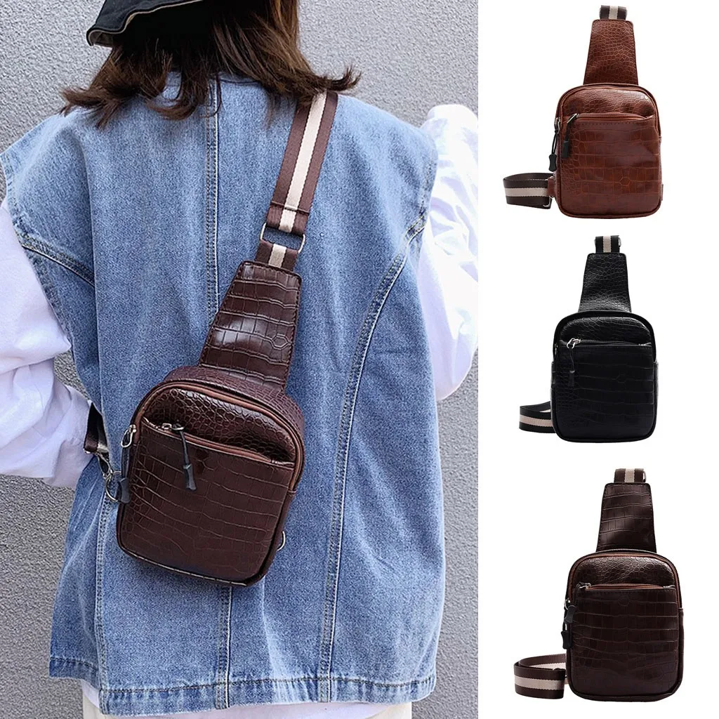 

Female Belt New Brand Fashion Unisex Stone Pattern Outdoor Large Capacity Leather Chest Bag Pocket Fanny Pack For Women Belt Bag