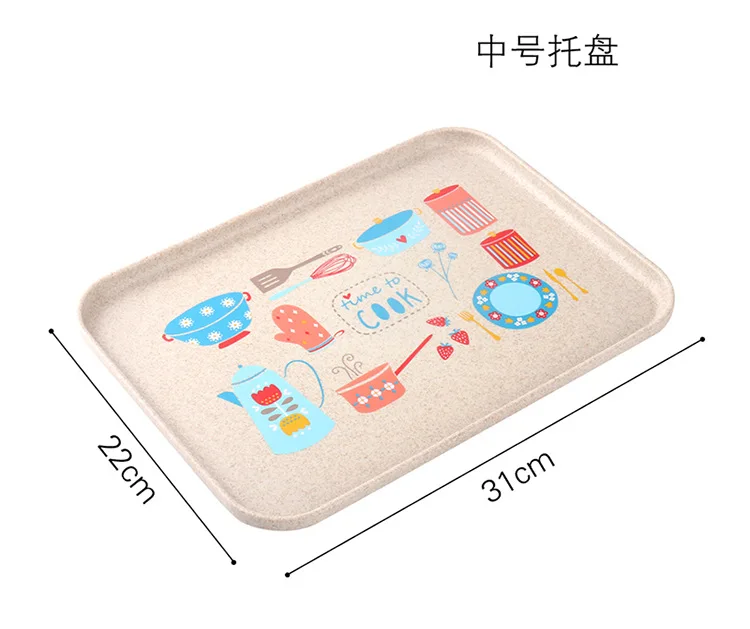 Creative-Household Rectangular Wheat Tray Northern European-Style Chinese Style Tea Cup Disc Hotel Plastic Plate