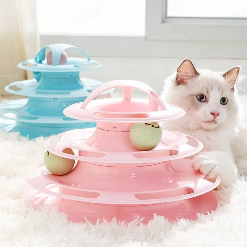 4 Levels Pet Cat Toy Creativity Space Tower Tunnel Tracks Intelligence Ball Training Interactive Amusement Plate Products | Дом и сад