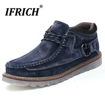 

Popular Autumn/Winter Leather Sneakers Men Inside Fur Casual Shoes Mens Blue Brown Working Shoes Men Brand Flats Shoes For Men