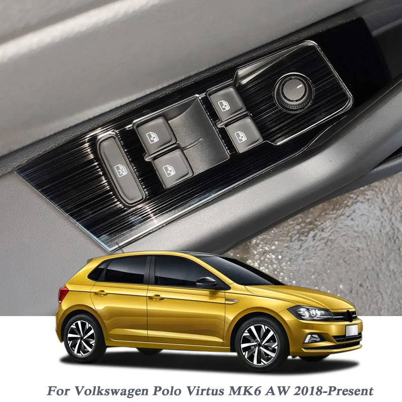 Автомобильный Стайлинг ABS панель крышка Блестки для Volkswagen Polo Virtus MK6 AW-Н. В. Двери окна переключатель лифт панель крышка наклейка