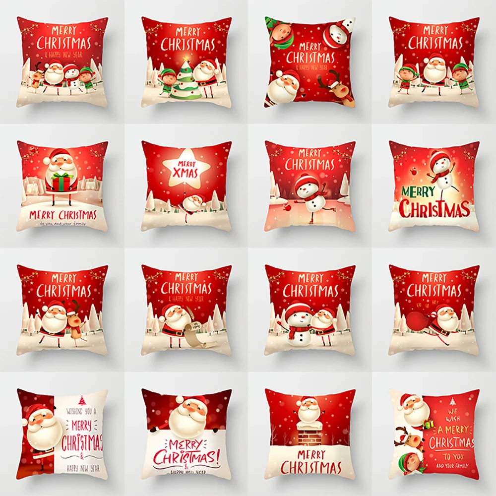 

Decorative Christmas Cushion Cover Red Home Decor Sofa Pillow Case Cover Seat Car Throw Pillowcase Christmas Decoration For Home