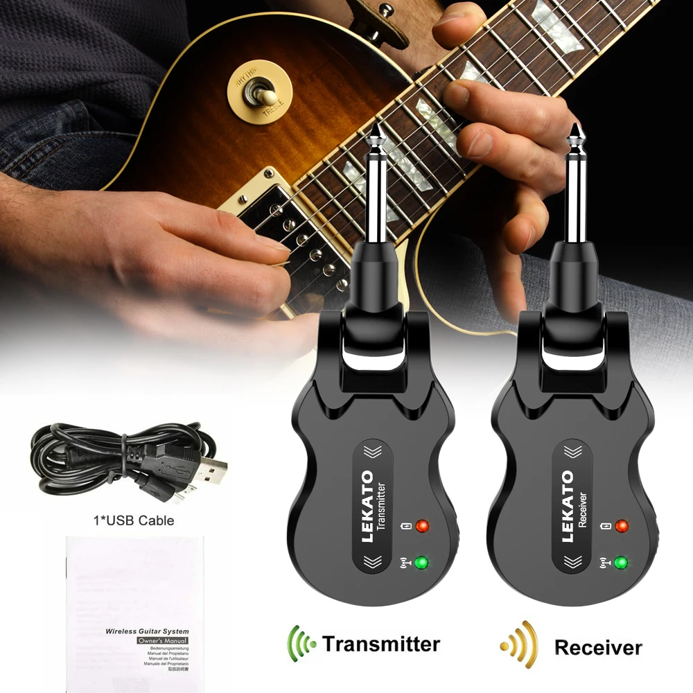 Lekato-transmissor e Receptor Wireless para Guitarra Sistema de Transmissão sem Fio Alcance de Transmissão Canais Micro 4 Usb - Image 6