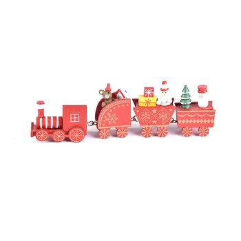 

Christmas Train Painted Wood Christmas Mini Train Toy Ornament for New Year Home Party Wood Decoration Kids Favor Gift Supplies