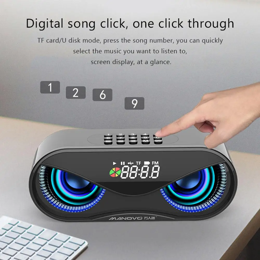 Сова Bluetooth динамик будильник красочные пульсирующие дыхательные лампы цифровой дисплей динамик s TF карта/U диск FM режим воспроизведения